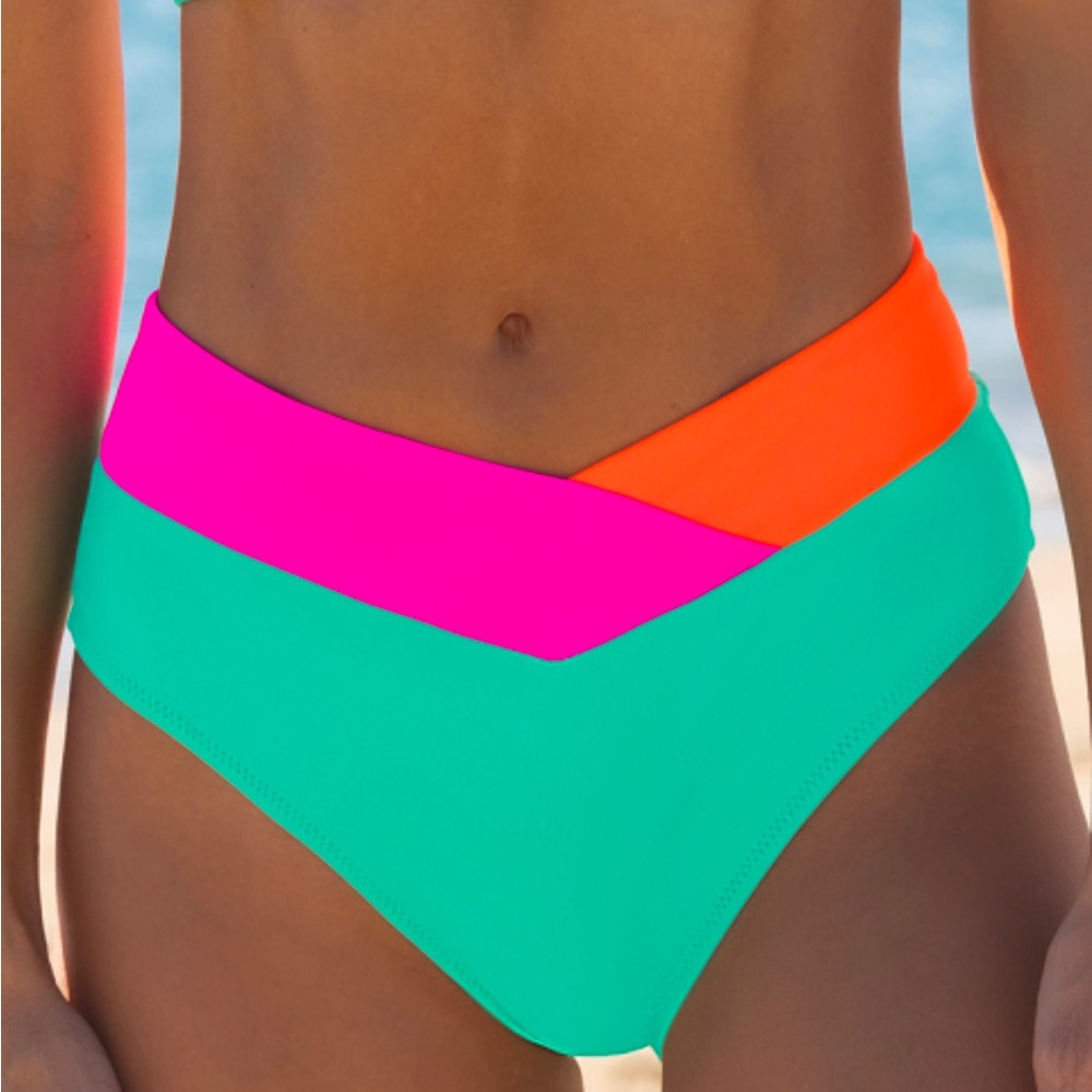 Popvil Color Block Cut Out Bikini Bottoms